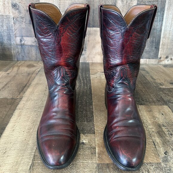 Lucchese Classics L6749 Vintage Black Cherry Roper Cowboy Boots Mens 10.5 B - Picture 6 of 12